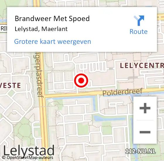 Locatie op kaart van de 112 melding: Brandweer Met Spoed Naar Lelystad, Maerlant op 1 juni 2020 10:17