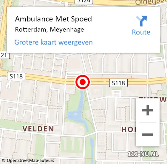 Locatie op kaart van de 112 melding: Ambulance Met Spoed Naar Rotterdam, Meyenhage op 1 juni 2020 10:18
