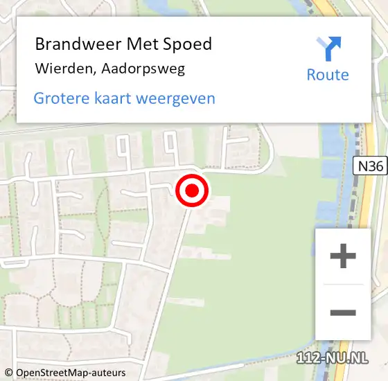 Locatie op kaart van de 112 melding: Brandweer Met Spoed Naar Wierden, Aadorpsweg op 1 juni 2020 13:20