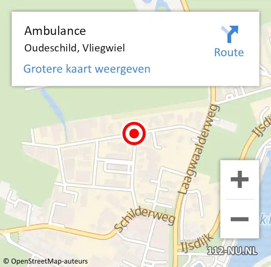 Locatie op kaart van de 112 melding: Ambulance Oudeschild, Vliegwiel op 1 juni 2020 14:01