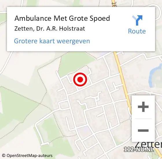 Locatie op kaart van de 112 melding: Ambulance Met Grote Spoed Naar Zetten, Dr. A.R. Holstraat op 1 juni 2020 15:02