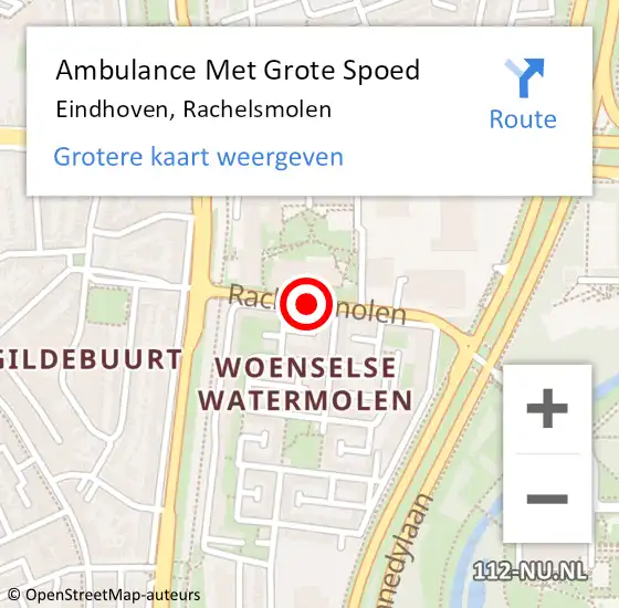 Locatie op kaart van de 112 melding: Ambulance Met Grote Spoed Naar Eindhoven, Rachelsmolen op 1 juni 2020 15:03