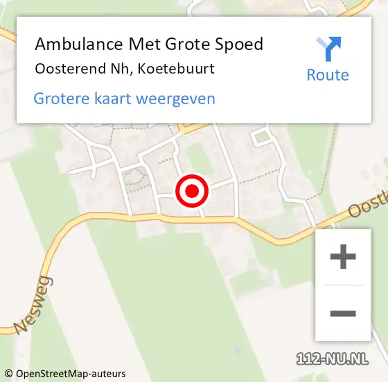 Locatie op kaart van de 112 melding: Ambulance Met Grote Spoed Naar Oosterend Nh, Koetebuurt op 1 juni 2020 16:44