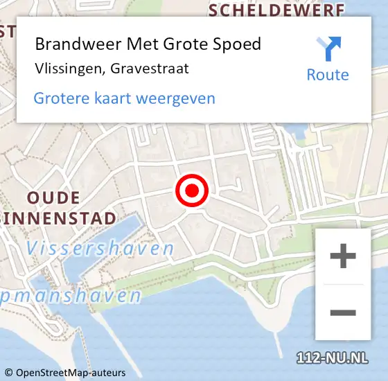 Locatie op kaart van de 112 melding: Brandweer Met Grote Spoed Naar Vlissingen, Gravestraat op 1 juni 2020 18:11
