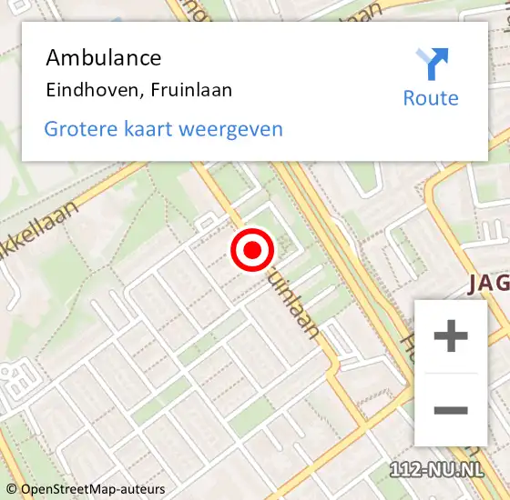 Locatie op kaart van de 112 melding: Ambulance Eindhoven, Fruinlaan op 1 juni 2020 19:43
