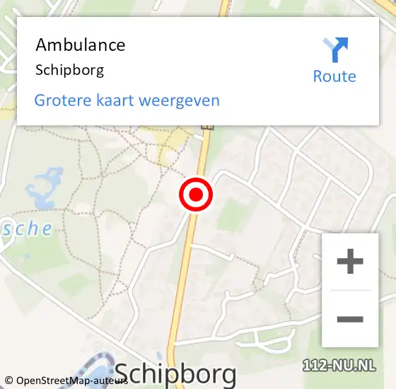 Locatie op kaart van de 112 melding: Ambulance Schipborg op 1 juni 2020 21:46