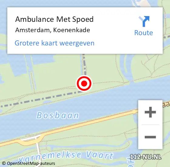 Locatie op kaart van de 112 melding: Ambulance Met Spoed Naar Amsterdam, Koenenkade op 1 juni 2020 22:35