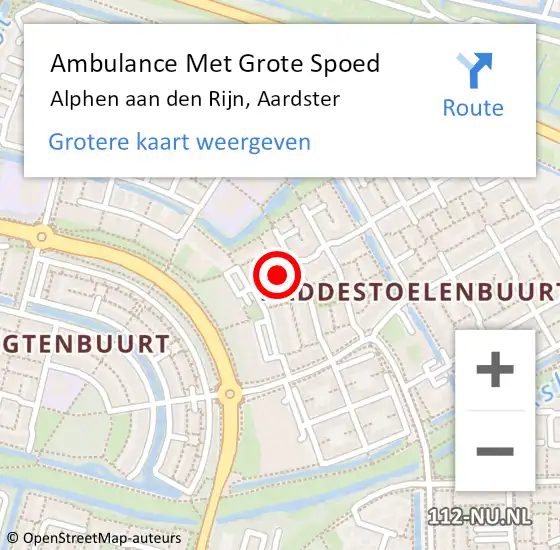 Locatie op kaart van de 112 melding: Ambulance Met Grote Spoed Naar Alphen aan den Rijn, Aardster op 2 juni 2020 11:28