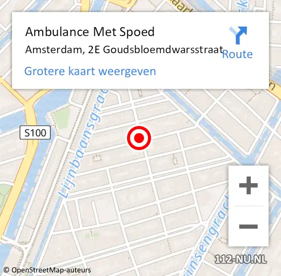 Locatie op kaart van de 112 melding: Ambulance Met Spoed Naar Amsterdam, 2E Goudsbloemdwarsstraat op 2 juni 2020 12:24