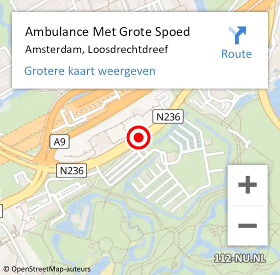 Locatie op kaart van de 112 melding: Ambulance Met Grote Spoed Naar Amsterdam, Loosdrechtdreef op 2 juni 2020 12:59