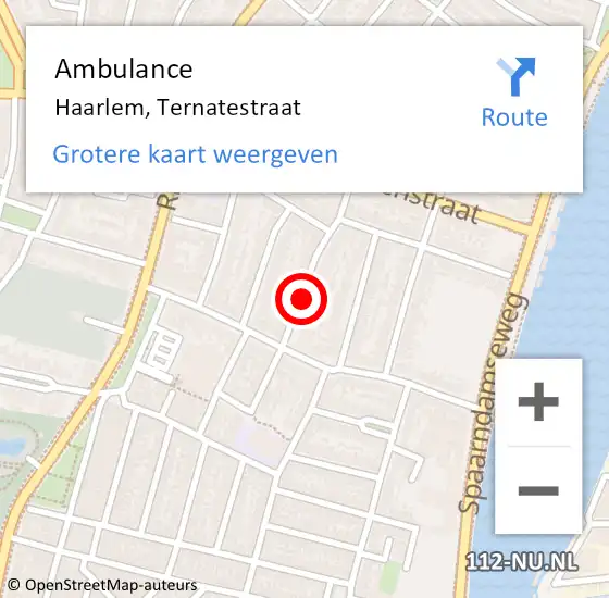 Locatie op kaart van de 112 melding: Ambulance Haarlem, Ternatestraat op 2 juni 2020 14:49