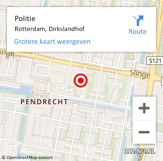 Locatie op kaart van de 112 melding: Politie Rotterdam, Dirkslandhof op 2 juni 2020 18:27