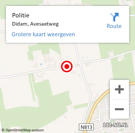 Locatie op kaart van de 112 melding: Politie Didam, Avesaetweg op 2 juni 2020 21:22
