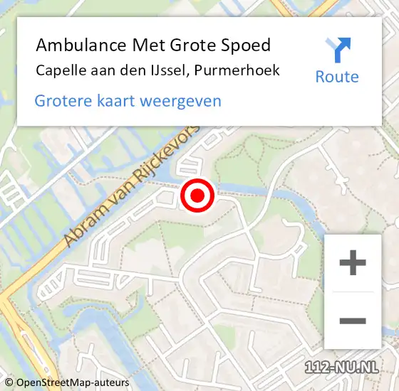 Locatie op kaart van de 112 melding: Ambulance Met Grote Spoed Naar Capelle aan den IJssel, Purmerhoek op 2 juni 2020 21:47