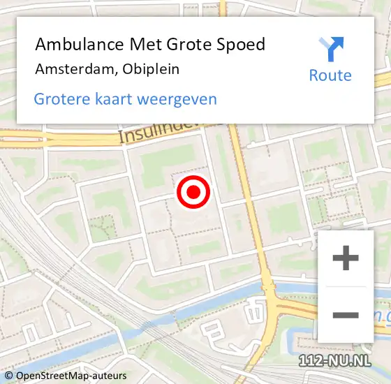 Locatie op kaart van de 112 melding: Ambulance Met Grote Spoed Naar Amsterdam, Obiplein op 2 juni 2020 23:38