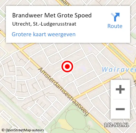 Locatie op kaart van de 112 melding: Brandweer Met Grote Spoed Naar Utrecht, St.-Ludgerusstraat op 3 juni 2020 00:45