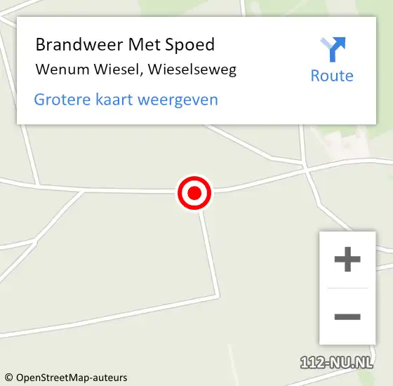 Locatie op kaart van de 112 melding: Brandweer Met Spoed Naar Wenum Wiesel, Wieselseweg op 3 juni 2020 07:29