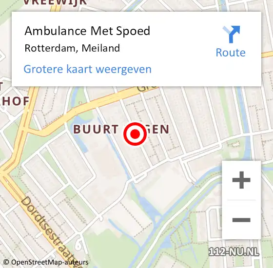 Locatie op kaart van de 112 melding: Ambulance Met Spoed Naar Rotterdam, Meiland op 3 juni 2020 12:19