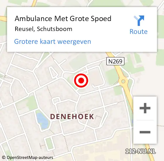 Locatie op kaart van de 112 melding: Ambulance Met Grote Spoed Naar Reusel, Schutsboom op 3 juni 2020 12:28