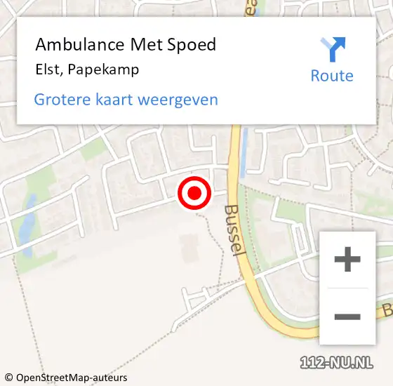 Locatie op kaart van de 112 melding: Ambulance Met Spoed Naar Elst, Papekamp op 3 juni 2020 13:33