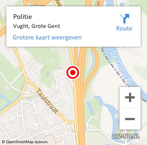 Locatie op kaart van de 112 melding: Politie Vught, Grote Gent op 3 juni 2020 15:23