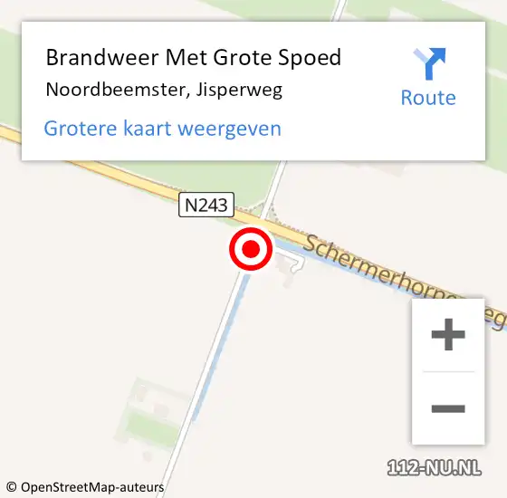 Locatie op kaart van de 112 melding: Brandweer Met Grote Spoed Naar Noordbeemster, Jisperweg op 3 juni 2020 16:31