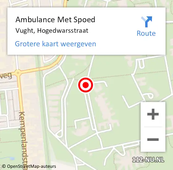 Locatie op kaart van de 112 melding: Ambulance Met Spoed Naar Vught, Hogedwarsstraat op 3 juni 2020 16:42