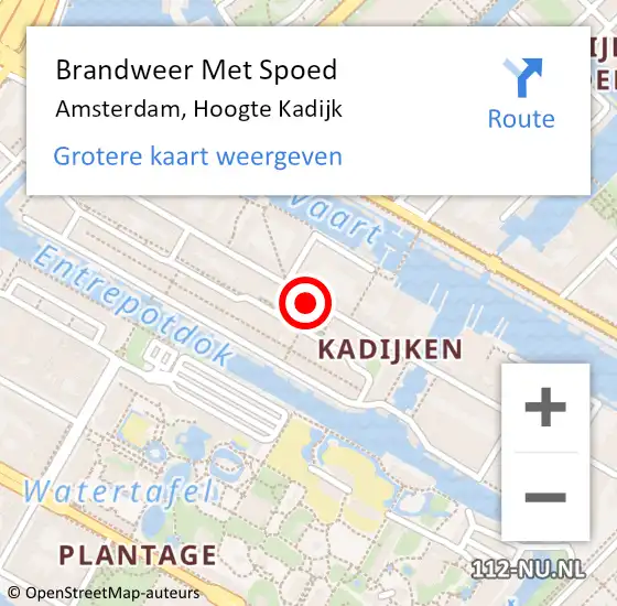 Locatie op kaart van de 112 melding: Brandweer Met Spoed Naar Amsterdam, Hoogte Kadijk op 3 juni 2020 19:04
