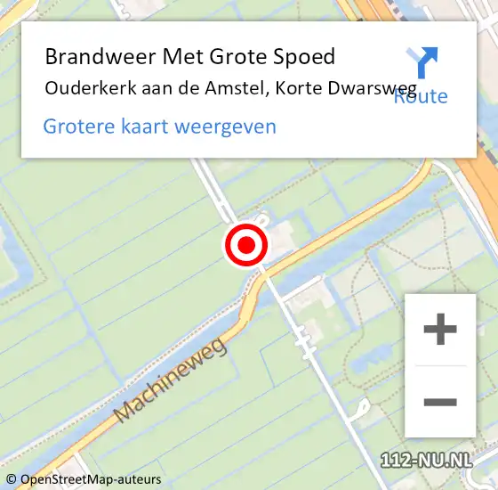 Locatie op kaart van de 112 melding: Brandweer Met Grote Spoed Naar Ouderkerk aan de Amstel, Korte Dwarsweg op 3 juni 2020 20:37