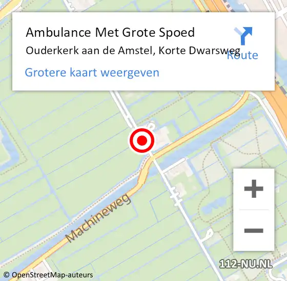 Locatie op kaart van de 112 melding: Ambulance Met Grote Spoed Naar Ouderkerk aan de Amstel, Korte Dwarsweg op 3 juni 2020 20:39