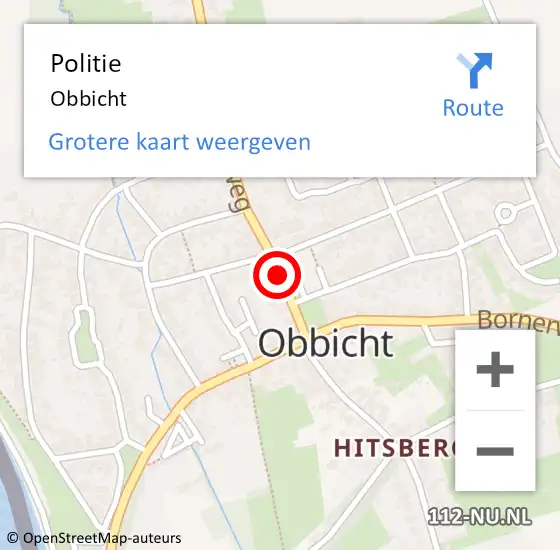 Locatie op kaart van de 112 melding: Politie Obbicht op 3 juni 2020 20:45