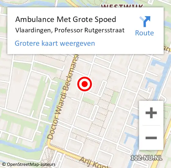 Locatie op kaart van de 112 melding: Ambulance Met Grote Spoed Naar Vlaardingen, Professor Rutgersstraat op 4 juni 2020 01:15