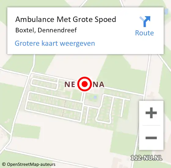 Locatie op kaart van de 112 melding: Ambulance Met Grote Spoed Naar Boxtel, Dennendreef op 4 juni 2020 09:31