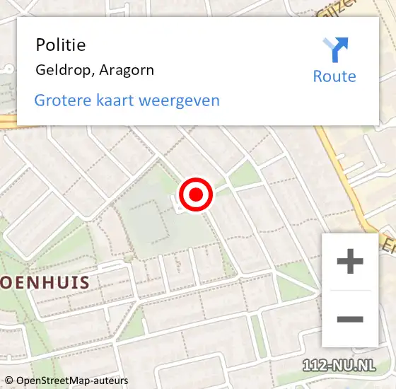 Locatie op kaart van de 112 melding: Politie Geldrop, Aragorn op 4 juni 2020 13:36
