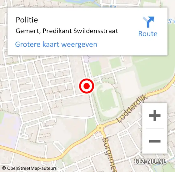 Locatie op kaart van de 112 melding: Politie Gemert, Predikant Swildensstraat op 4 juni 2020 13:41