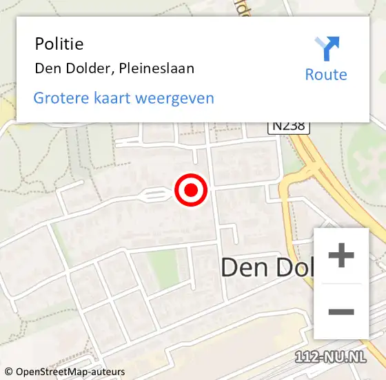 Locatie op kaart van de 112 melding: Politie Den Dolder, Pleineslaan op 4 juni 2020 14:49