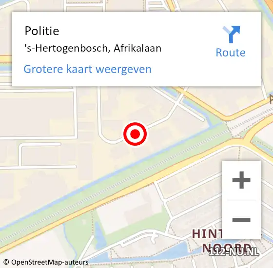 Locatie op kaart van de 112 melding: Politie 's-Hertogenbosch, Afrikalaan op 4 juni 2020 15:19