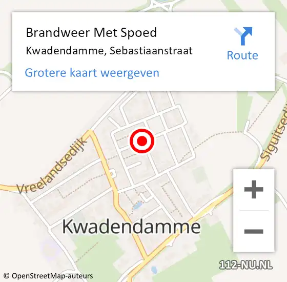Locatie op kaart van de 112 melding: Brandweer Met Spoed Naar Kwadendamme, Sebastiaanstraat op 4 juni 2020 17:00
