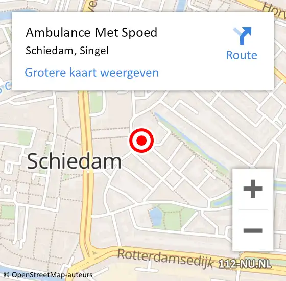Locatie op kaart van de 112 melding: Ambulance Met Spoed Naar Schiedam, Singel op 4 juni 2020 18:12