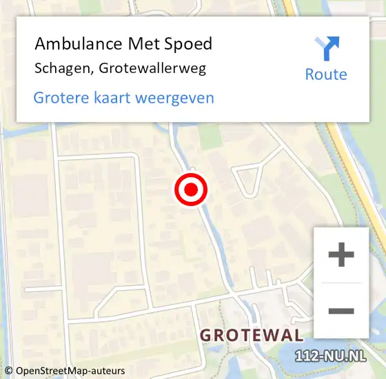 Locatie op kaart van de 112 melding: Ambulance Met Spoed Naar Schagen, Grotewallerweg op 4 juni 2020 18:36