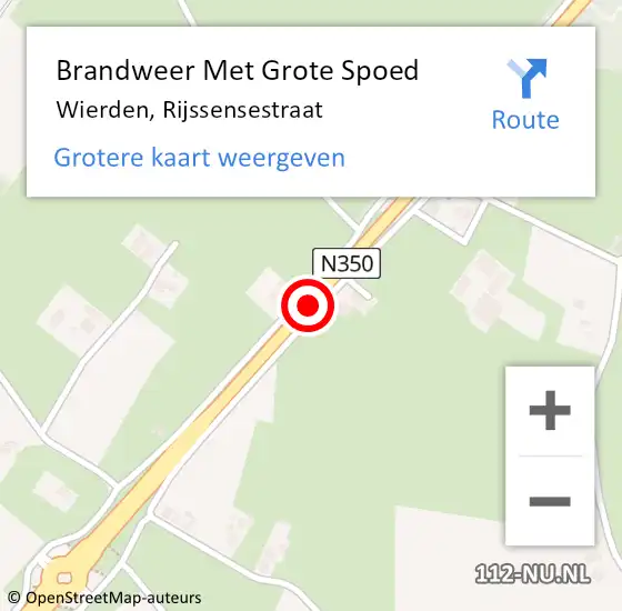 Locatie op kaart van de 112 melding: Brandweer Met Grote Spoed Naar Wierden, Rijssensestraat op 5 juni 2020 01:04