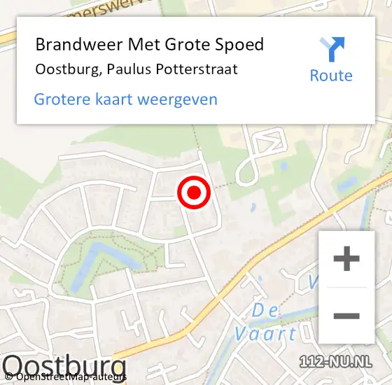 Locatie op kaart van de 112 melding: Brandweer Met Grote Spoed Naar Oostburg, Paulus Potterstraat op 5 juni 2020 06:16