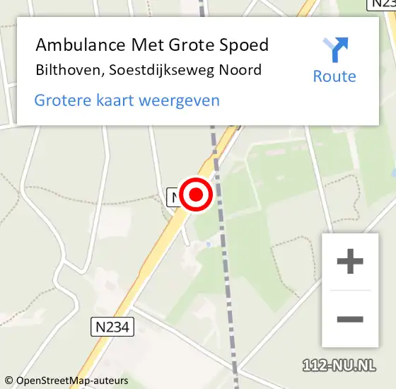 Locatie op kaart van de 112 melding: Ambulance Met Grote Spoed Naar Bilthoven, Soestdijkseweg Noord op 5 juni 2020 06:52
