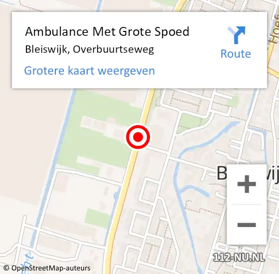 Locatie op kaart van de 112 melding: Ambulance Met Grote Spoed Naar Bleiswijk, Overbuurtseweg op 5 juni 2020 12:09
