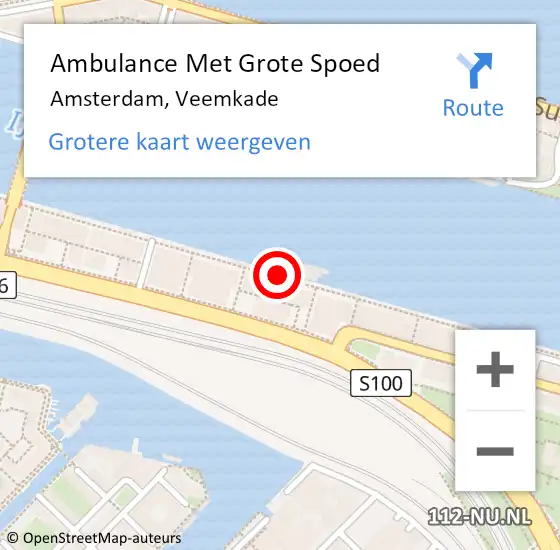 Locatie op kaart van de 112 melding: Ambulance Met Grote Spoed Naar Amsterdam, Veemkade op 5 juni 2020 14:10
