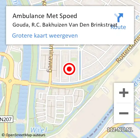 Locatie op kaart van de 112 melding: Ambulance Met Spoed Naar Gouda, R.C. Bakhuizen Van Den Brinkstraat op 5 juni 2020 15:22