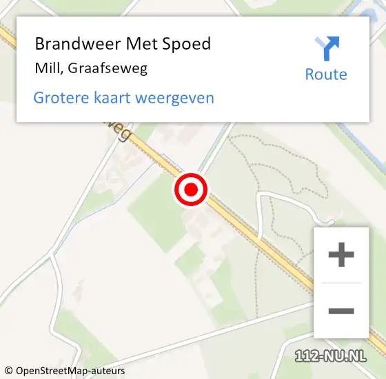 Locatie op kaart van de 112 melding: Brandweer Met Spoed Naar Mill, Graafseweg op 5 juni 2020 15:57