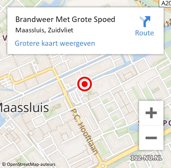 Locatie op kaart van de 112 melding: Brandweer Met Grote Spoed Naar Maassluis, Zuidvliet op 5 juni 2020 19:13