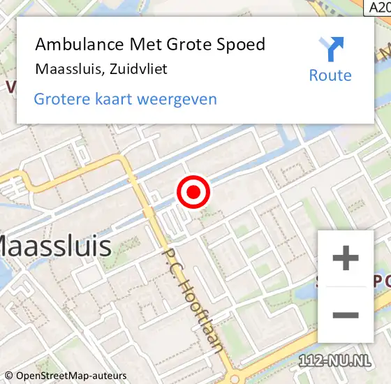 Locatie op kaart van de 112 melding: Ambulance Met Grote Spoed Naar Maassluis, Zuidvliet op 5 juni 2020 19:15