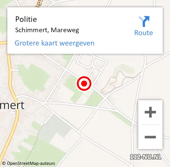 Locatie op kaart van de 112 melding: Politie Schimmert, Mareweg op 5 juni 2020 20:47